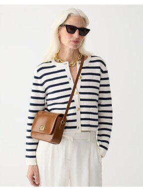 J.Crew Emilie Sweater Lady Jacket Ivory and Navy Stripe Size S NTW